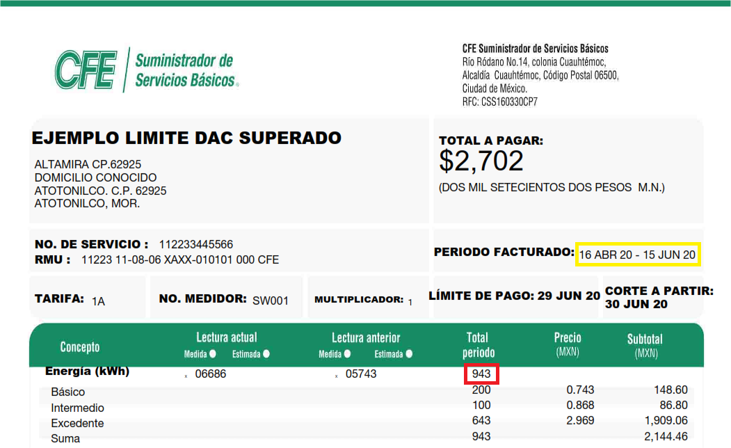 Portada del recibo